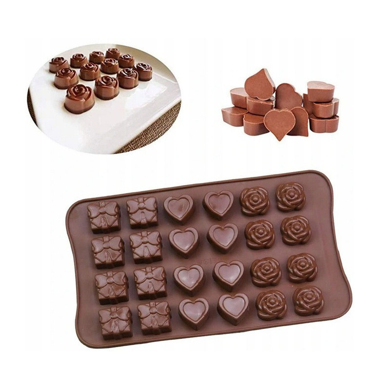 Silikonform Pralinen, Pralinen, Rosenherz, Geschenk, 24 Mulden