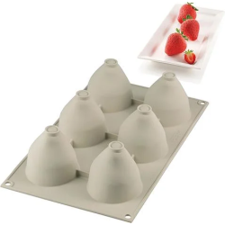 Forma silikonowa 3D Silikomart TRUSKAWKA 6 gniazd monoporcje