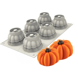3D silicone mold Silikomart PUMPKIN 6 slots monoportions