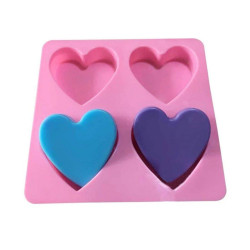 Silicone mold HEARTS 6,5 cm 4 sockets monoportions