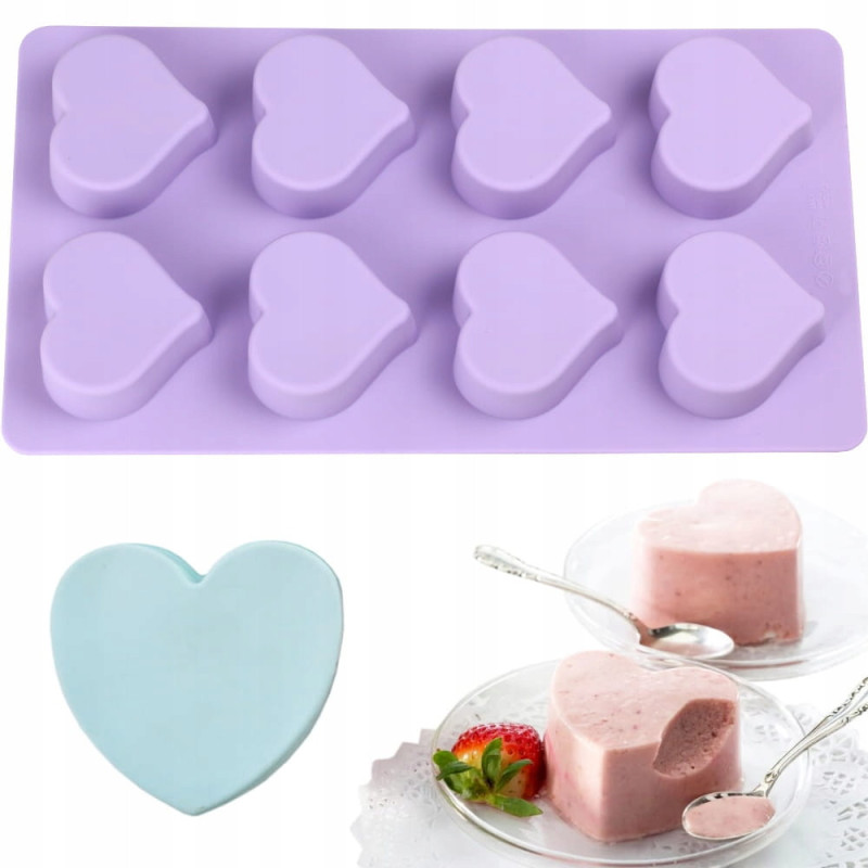 Silicone mold HEARTS 5,8 cm 8 slots monoportions