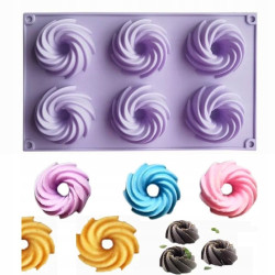 Silikonform für gewickelte Cupcakes, 6,5 cm, 6 Mulden, Portionen