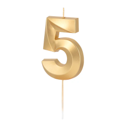 Gold 5th birthday number candle