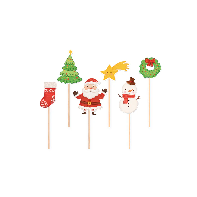 VÁNOČNÍ Pikeři 6 ks. Vánoční strom Vánoční Santa Claus