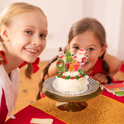 KARÁCSONYI beszúrható díszek 6 db. Karácsonyfa, csillag, Mikulás