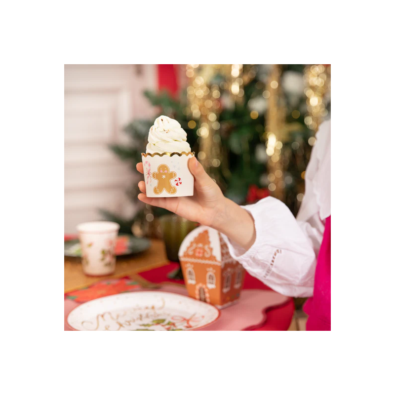 Papilotki kubeczki 50 szt Świąteczne Paski i Ciastek dno 6 cm Sztywne