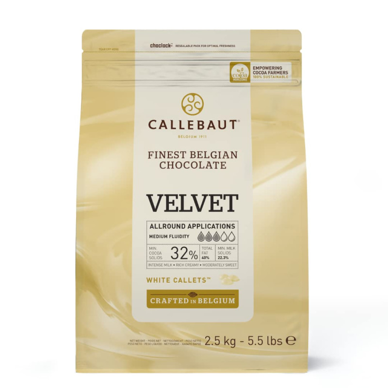 Callebaut chocolate drops WHITE CHOCOLATE VELVET 2,5 kg