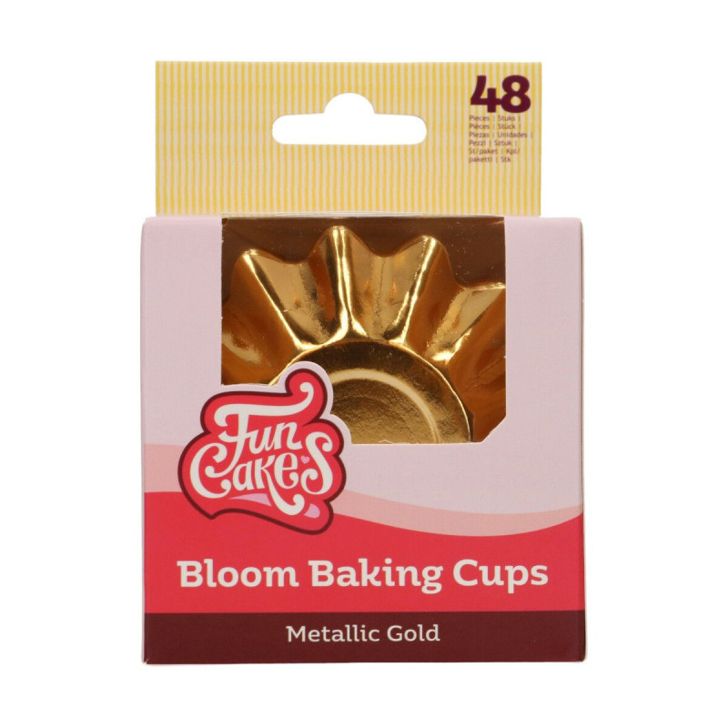 FC cupcake liners, stiff, 48 pcs, metallic, golden wavy