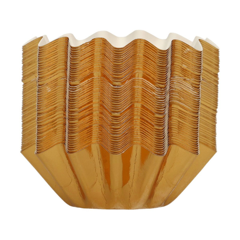 FC cupcake liners, stiff, 48 pcs, metallic, golden wavy