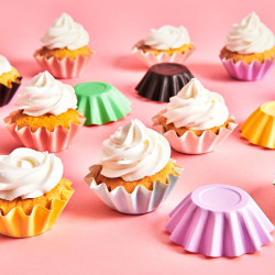 FC cupcake liners, stiff, 48 pcs, metallic, golden wavy