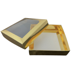 Pudełko kartonik na pierniczki 12x12x3 cm Złote 5 szt.