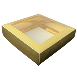 Картонна коробка для пряників 12x12x3 см Золота 5 шт.