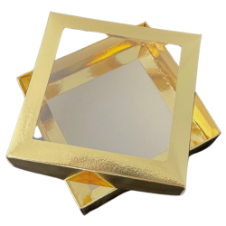 Pudełko kartonik na pierniczki 12x12x3 cm Złote 5 szt.