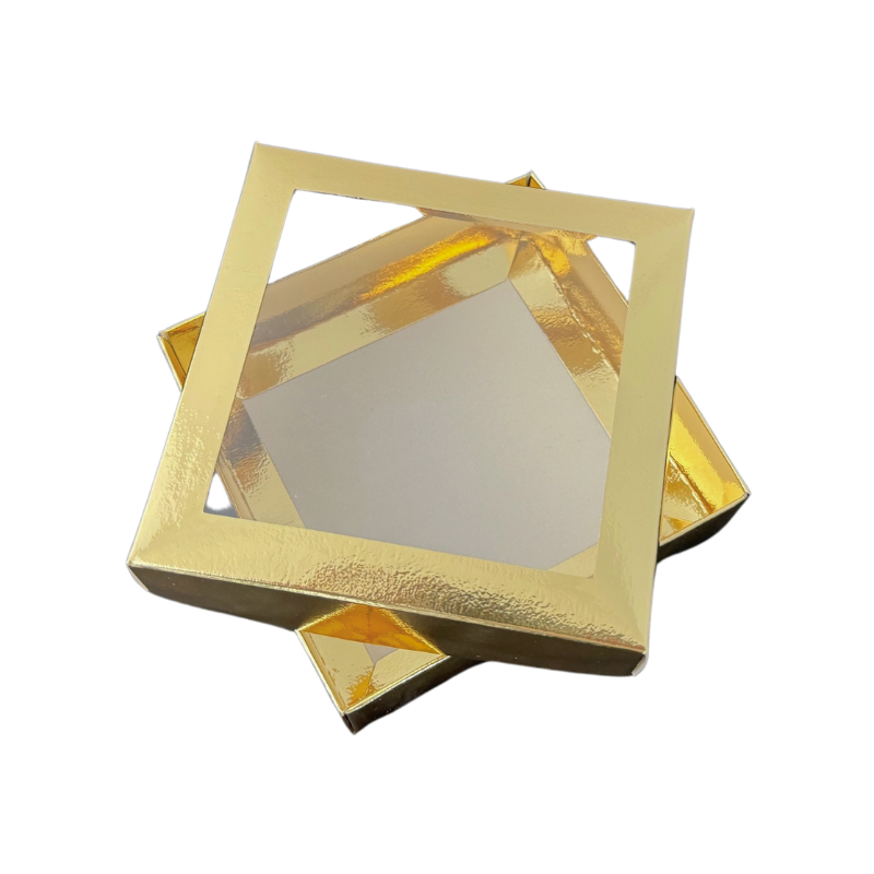 Lebkuchen-Kartonbox 12x12x3 cm Gold 5 Stück.