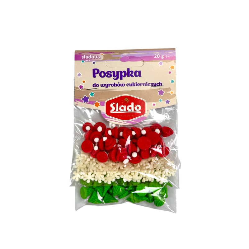 Slado MINI Christmas meringue sprinkles 20g snowflake hats Christmas trees