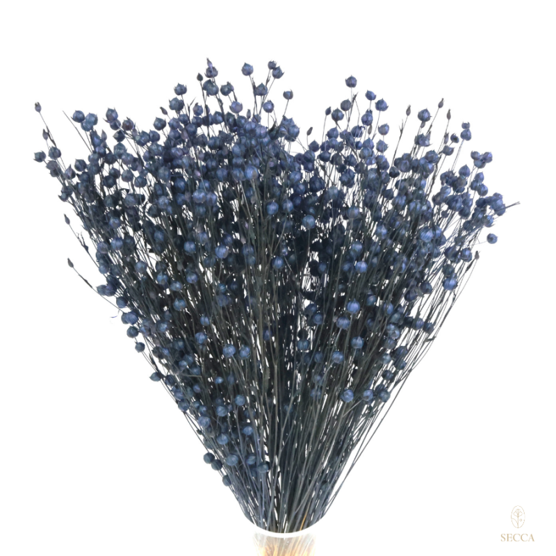 Dried flowers Cake decoration Tinsel Flax navy blue 10 sprigs