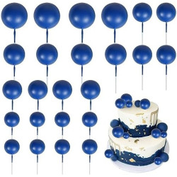 Topper BALLS Námornícka modrá matná dekorácia na tortu 20 ks