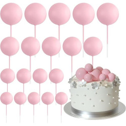 Topper BALLS svetloružová matná dekorácia na tortu 20 ks