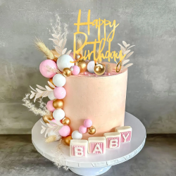 Topper BALLS svetloružová matná dekorácia na tortu 20 ks