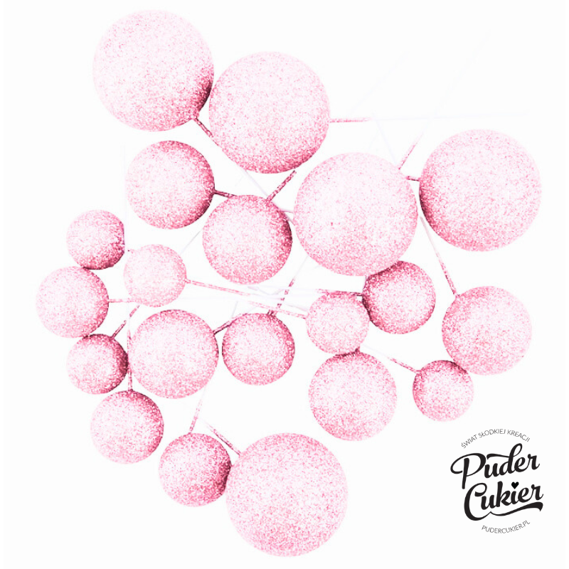 Topper BALLS halványrózsaszín csillámos tortadísz 20 db