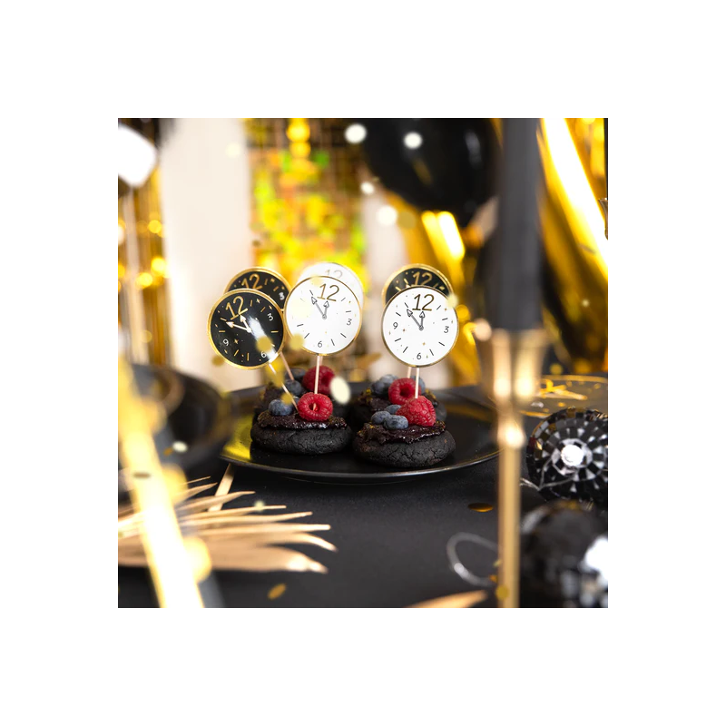 Cupcake picks NEW YEAR'S EVE 6 pcs. Topper Clocks