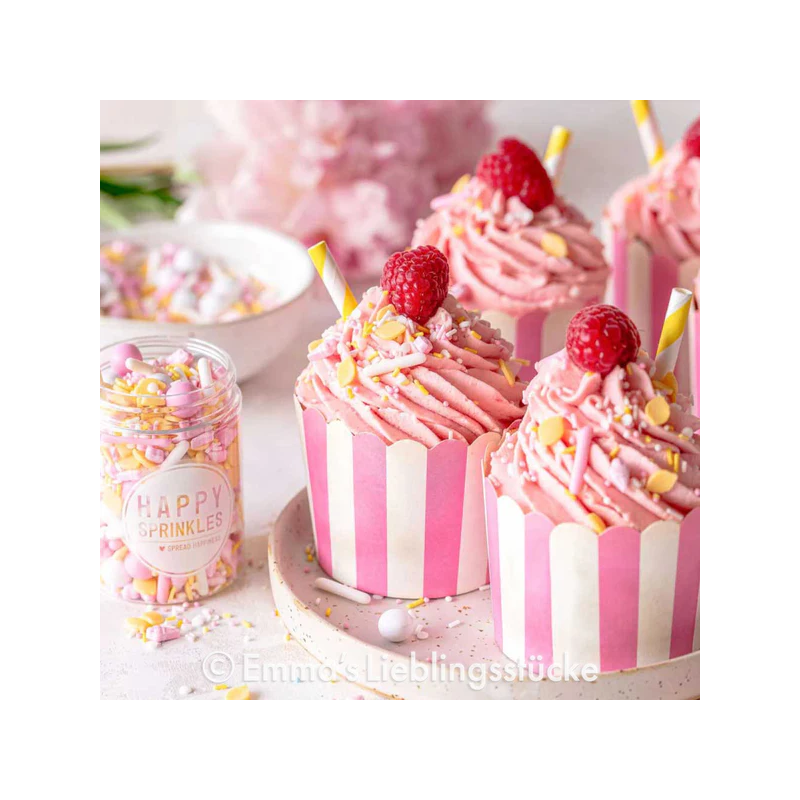 Cupcake betétek, 12 db, rózsaszín merev csíkok