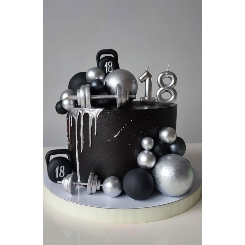 KOULE Topper Graphite Metalic dekorace na dort 20 ks