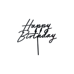 Happy Birthday Topper Acrylic black 18 cm large