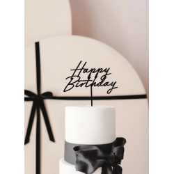 Happy Birthday Topper Acrylic černý 18 cm velký