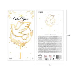 Topper Komunia Gołąbek w kole Pleksi złoty