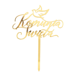 Topper Komunia Święta Pleksi złoty