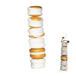 Sugar decoration White and Gold Macaroons 6 pcs.