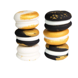 Sugar decoration Black and Gold Macaroons 6 pcs.