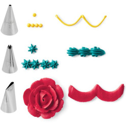 Writing and decorating set 3 tips and adapter Wilton 3, 18, 104