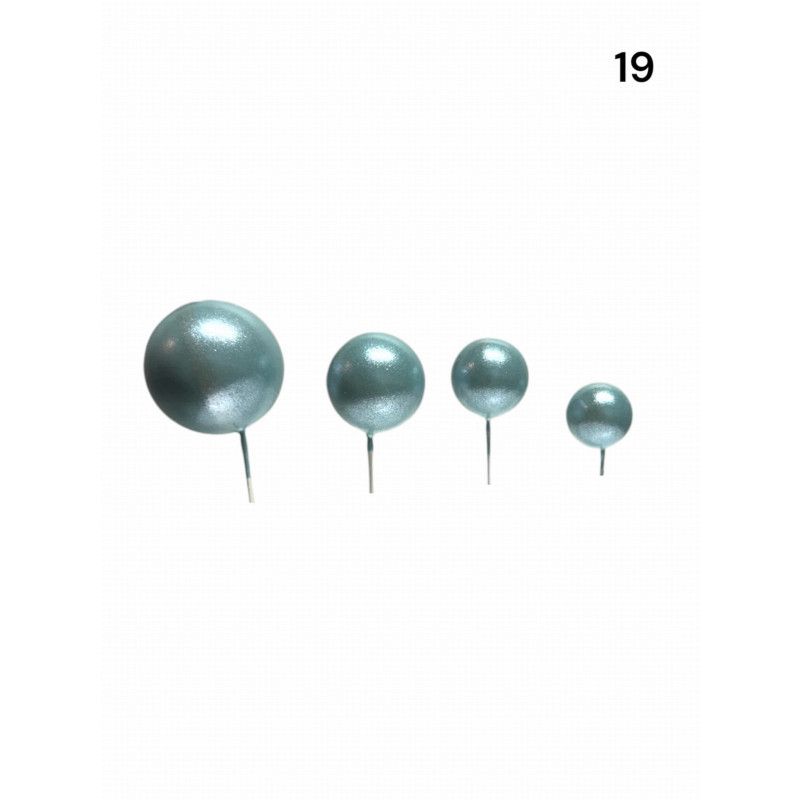 Прикраса для торта "Toppers BALLS" з бірюзовими перлинами, 20 шт.