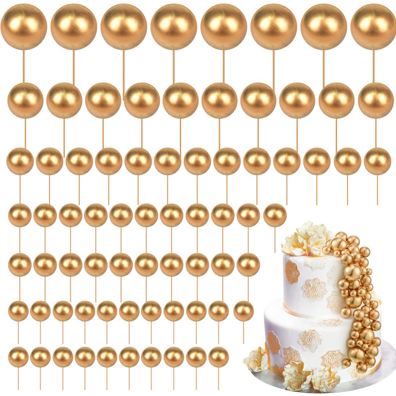 XXL BALLS Топпери для прикраси торта золотого кольору 108 шт.