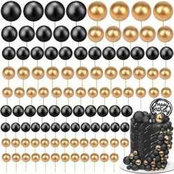 Topper BALLS XXL Gold Schwarz Tortendekoration 108 Stück