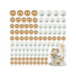 Topper BALLS XXL Arany Fehér Tortadísz 108 db