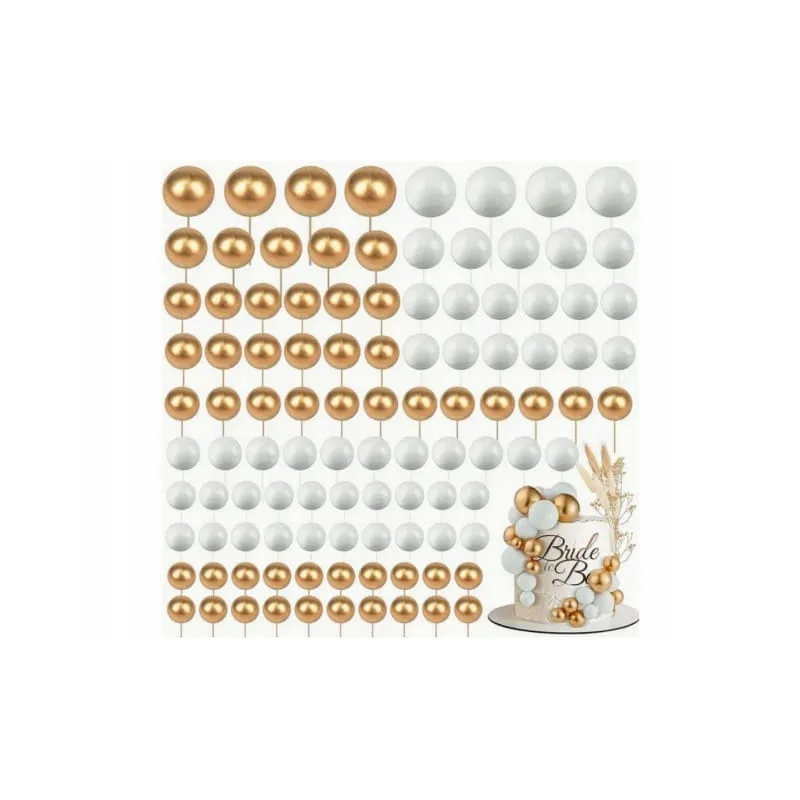Topper BALLS XXL Zlatobiela dekorácia na tortu 108 ks