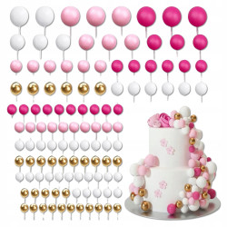 Topper BALLS XXL Gold Weiß Rosa Tortendekoration 108 Stück