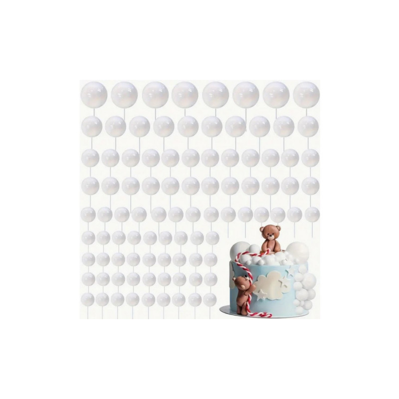 Topper BALLS XXL White Gloss Cake decoration 108 pcs