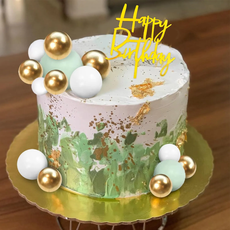 Topper BALLS XXL White Gloss Cake decoration 108 pcs