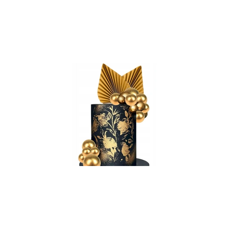 Tortenaufleger-Set mit goldenen Palmenfächern