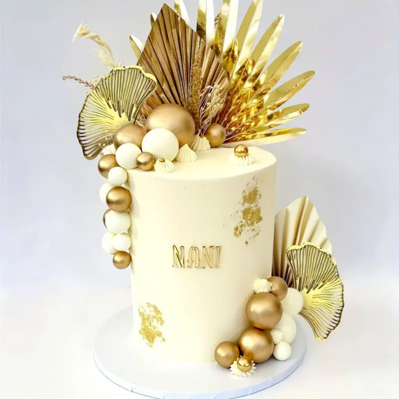 Sada na tortu Topper Balls Golden Palms Fans