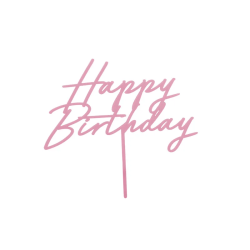 Happy Birthday Topper Acrylic pink 18 cm large