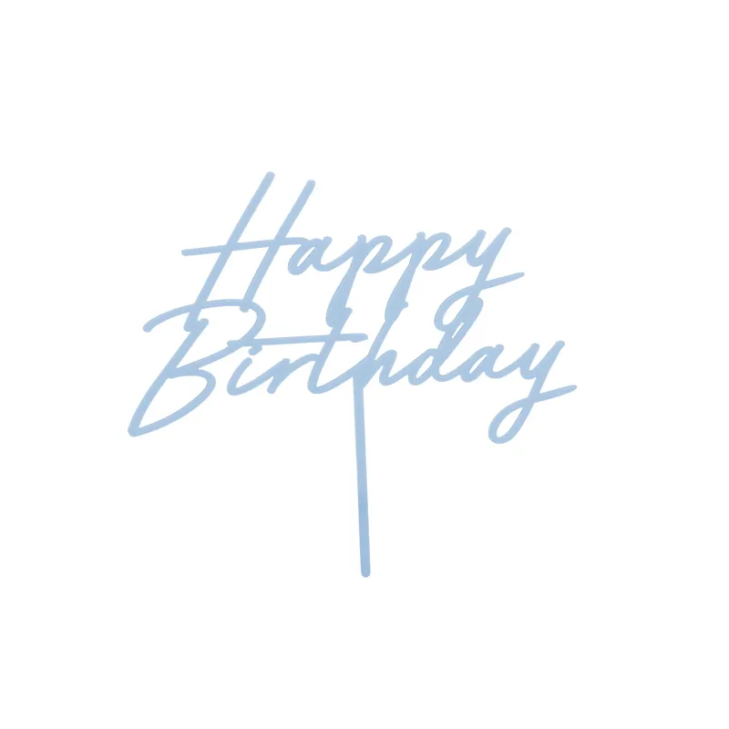 Happy Birthday Tortenaufsatz aus Acryl, blau, 18 cm groß