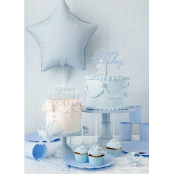 Topper Happy Birthday Akryl niebieski 18 cm duży