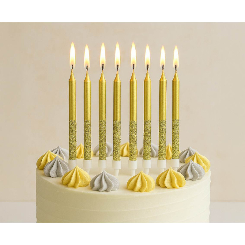 Tall candles Bright Pastel Gold 6 pcs gold