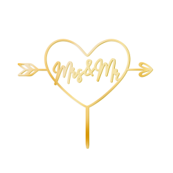 Mr. und Mrs. Herz-Topper aus Acryl, Gold
