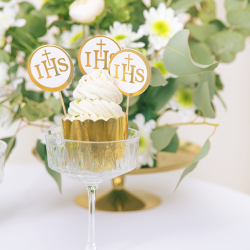 Pikery DIAMENTY ZŁOTE 6 szt. Plakietki na babeczki